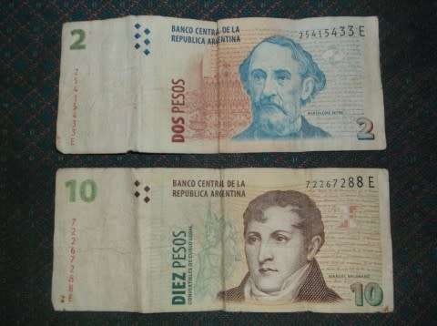 BANKNOTES : REPUBLICA ARGENTINA ( 2 & 10 PESOS )
